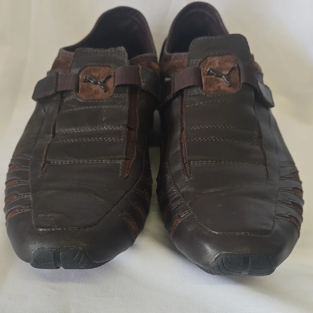 Puma Vedano V Driving Motorsport Y2K Brown Leather, Size Men's 11 - Picture 4 of 9